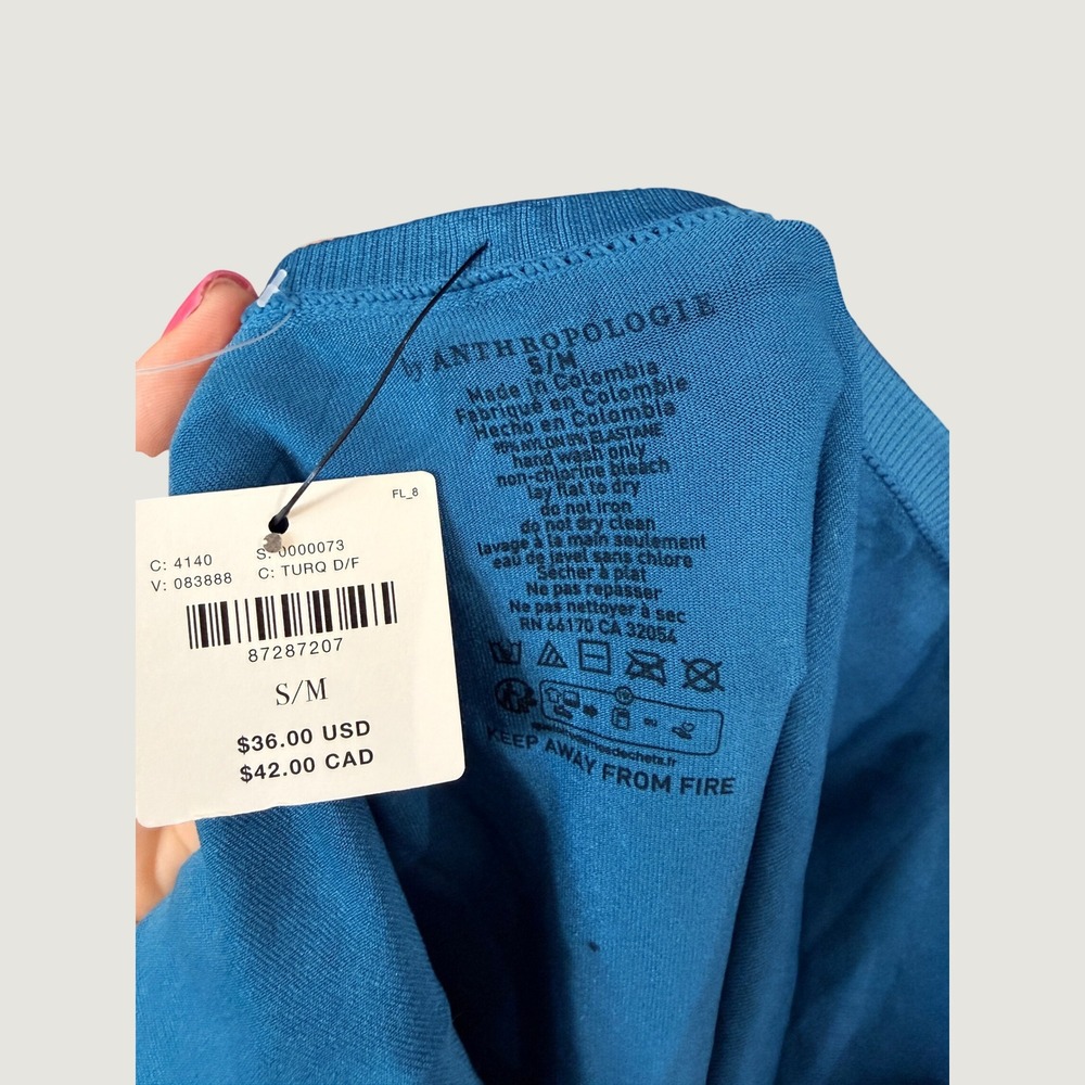 Anthropologie Seamless Bike Shorts Women S/M Turquoise Blue Stretch Activewear
